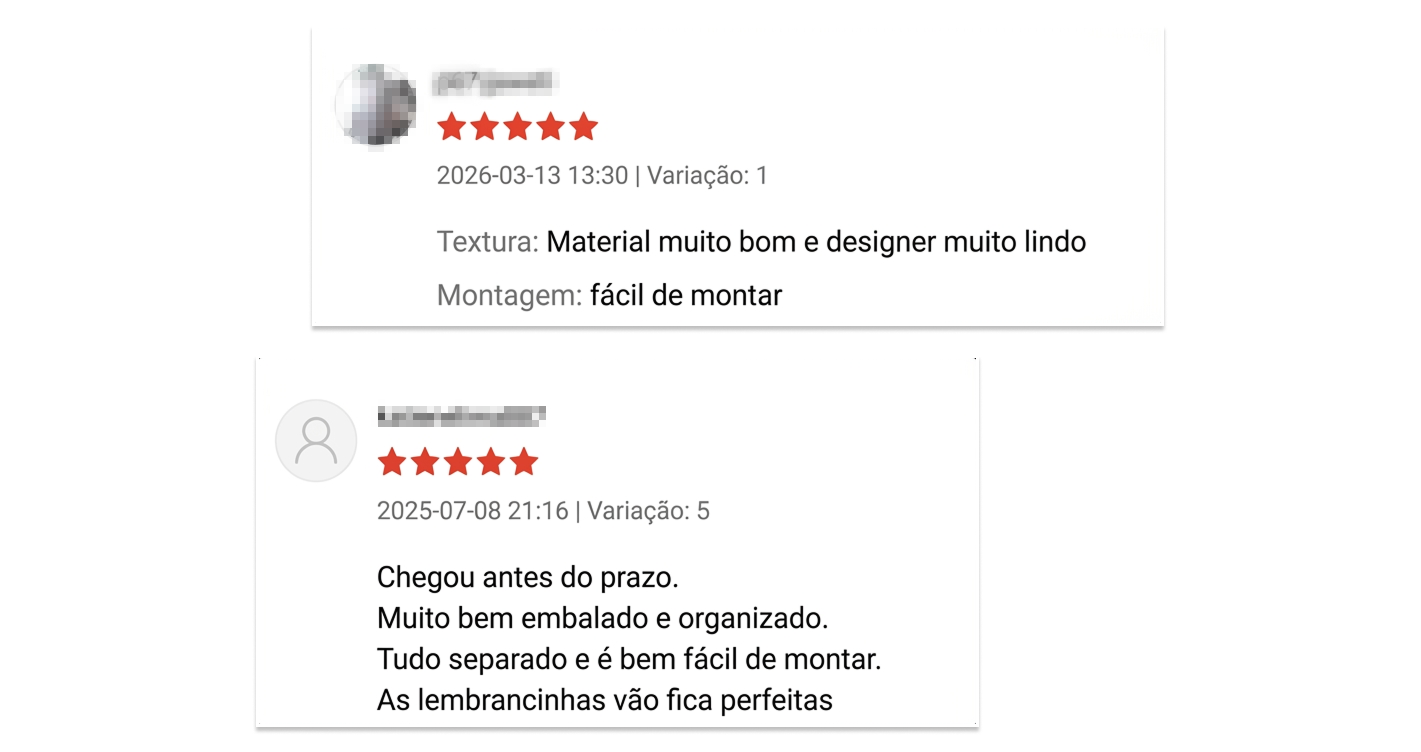 Print real do feedback de cliente que valoriza facilidade de montagem